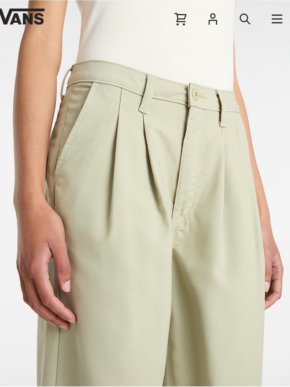 Vans Alder relaxed pleated trousers beige in color.